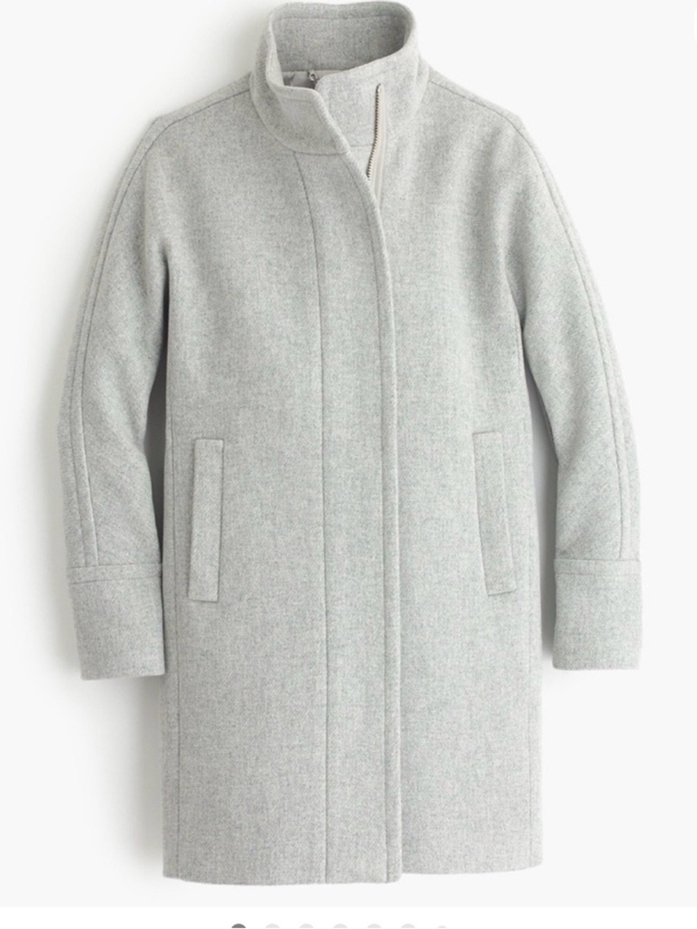 J Crew City Coat Light Gray Wool-Blend Stand Collar